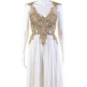 Catherine Deane White & Gold Ketu Dress - Size 12